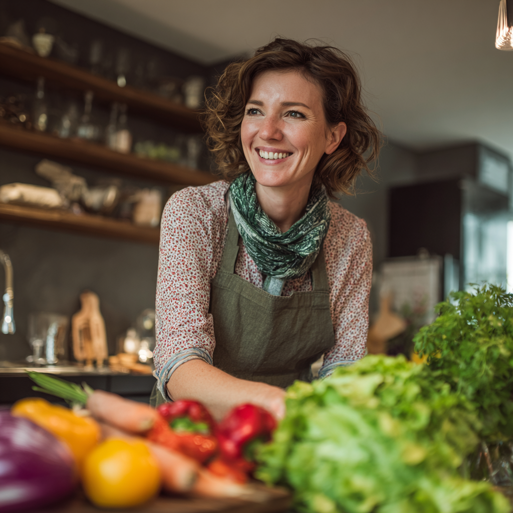 Happy Czech family of three generations eating together outdoors, grandmother, mother and adult daughter sharing healthy meal